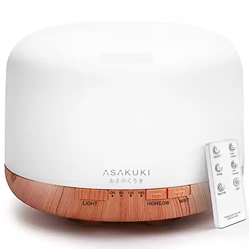 ASAKUKI Premium Essential Oil Diffuser & Humidifier 5 in 1 Ultrasonic Aromatherapy