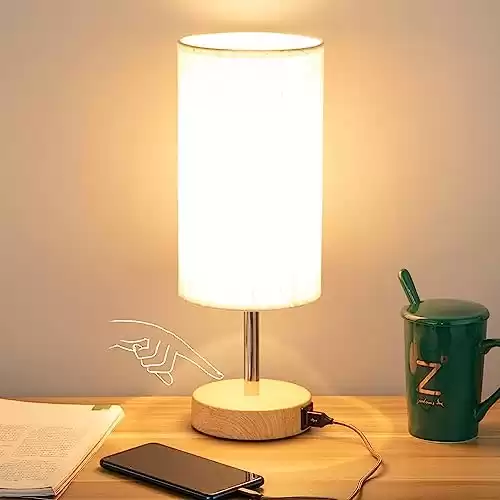 Yarra-Decor Dimmable Bedside Table Lamp with USB Port and Touch Control