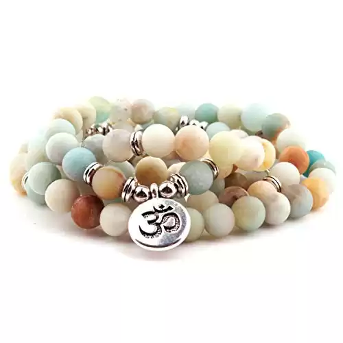 108 Mala Beads with OM Pendant for Meditation, Prayer, Healing