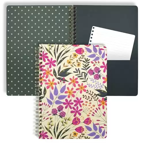 Steel Mill & Co. Floral Spiral Notebook w/ Durable Hardcover and 160 Lined Pages